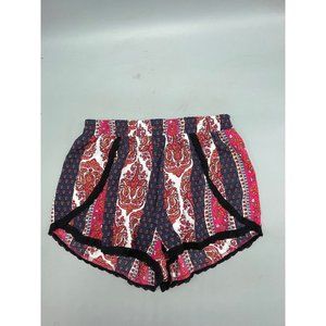 vibe sportswear swim cover shorts sheer lace floral elastic waist pink blue READ